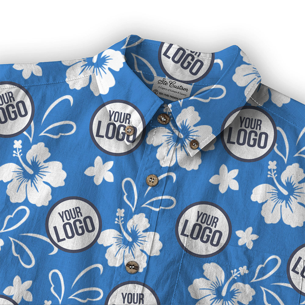 Azure Hibiscus – Premium Cotton Long Sleeve Shirt 3